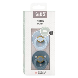 Bibs Color - Set 2 Succhietti -Simmetrici e Naturali 6-18M - Baby Blue/Petrol