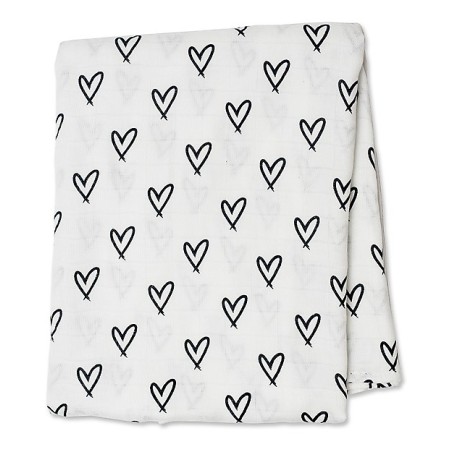 Lulujo Baby  - Copertina Swaddle 120 x 120 cm, Cuori - Mussola di Bambù