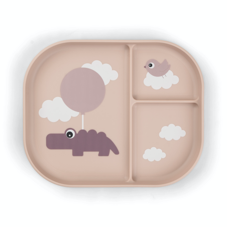 Donebydeer - Piatto con Scomparti - Happy Clouds Cipria - 100% PP Alimentare