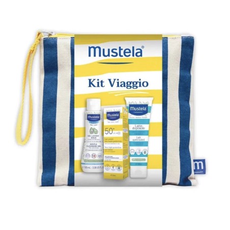 Mustela - Kit Viaggio - Latte Solare SPF50+ - 40 ml -  Gel Doccia - 100 ml - Doposole - 100 ml