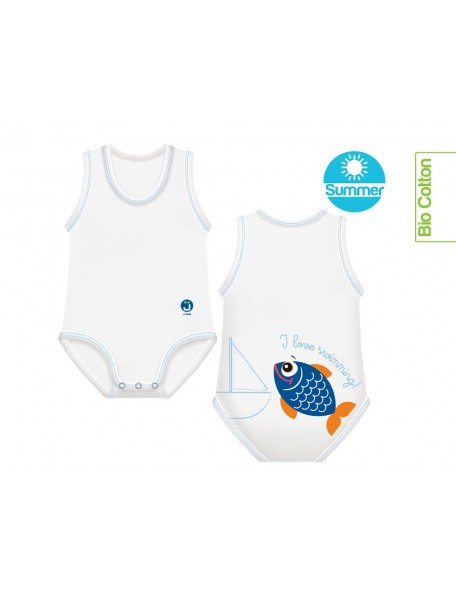 J Body - 0-36 mesi  - Bio Cotton Summer - Smanicato Pesce Blu