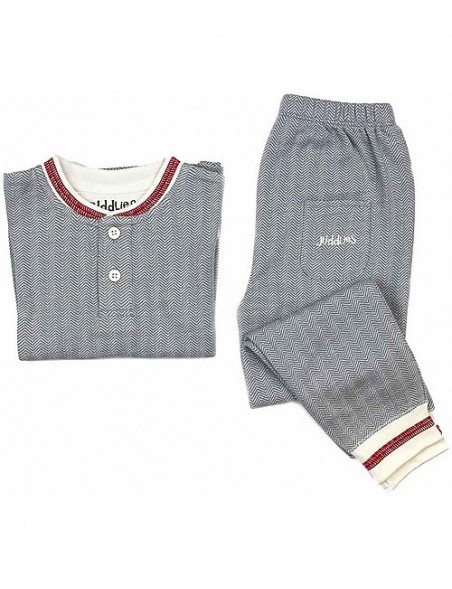 Juddlies Designs - Pigiama Bambino Cotone Bio Cottage Grigio - 2 ANNI